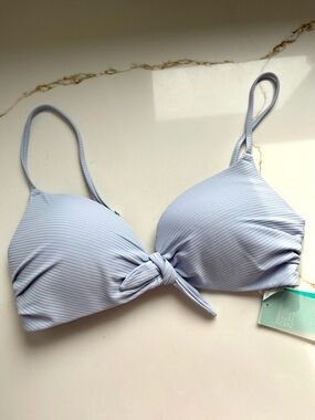 H&M Light Blue Knot Front Bikini Top 34C NWT
